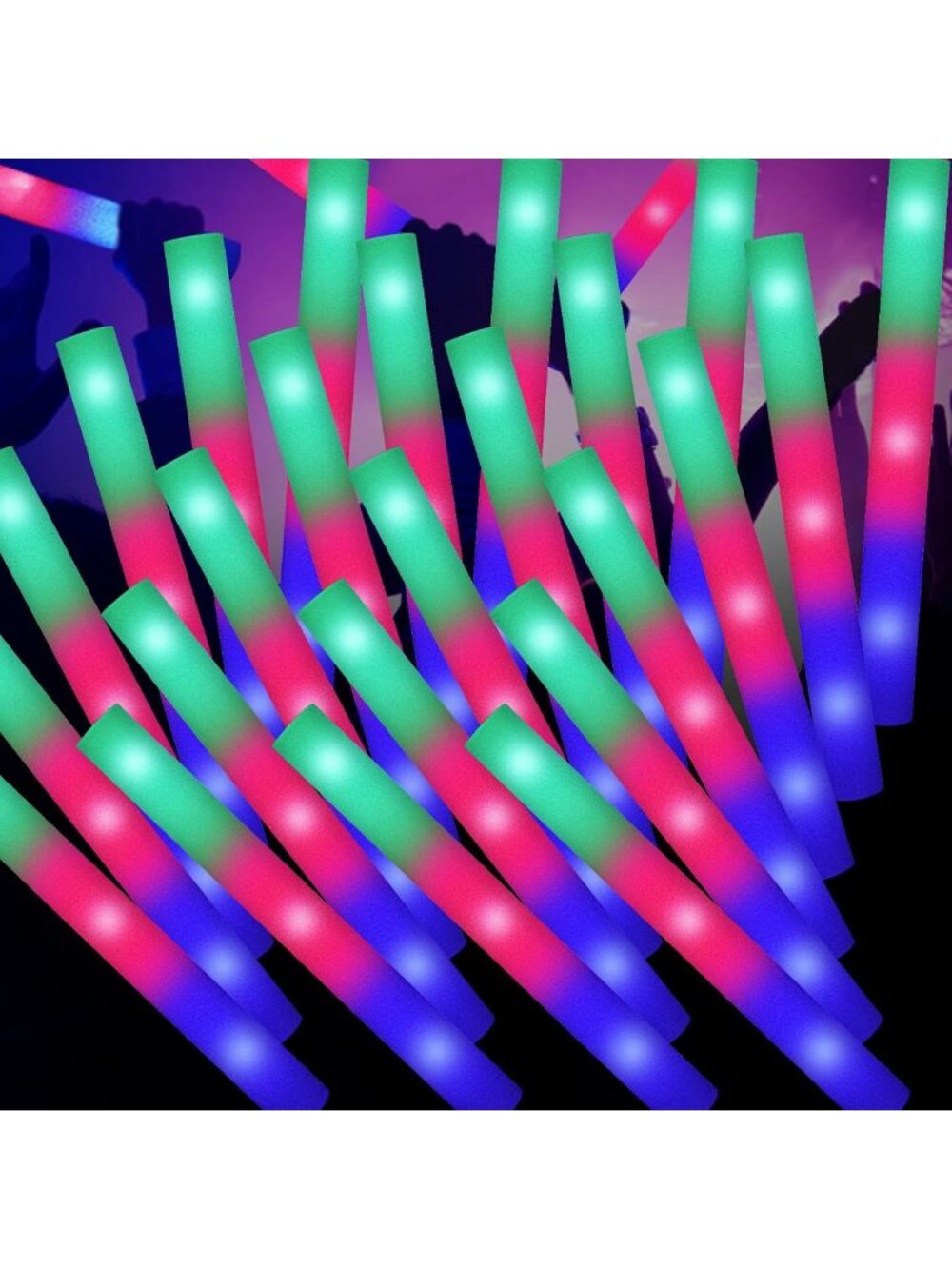 100PCS Colorful LED Foam Light Up Sticks - Glow in Dark Party Supplies for